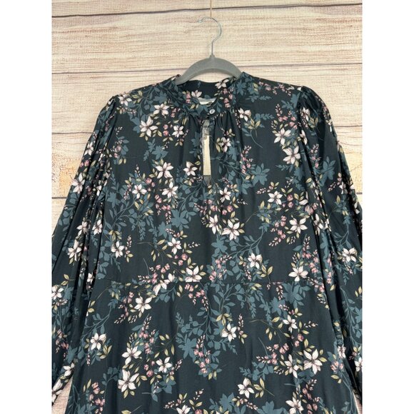 Velvet by Graham & Spencer Long Sleeve Keyhole Floral Slip Dress Women's M Green - Picture 3 of 16